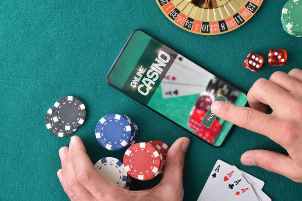 Baccarat table with dealer and cards